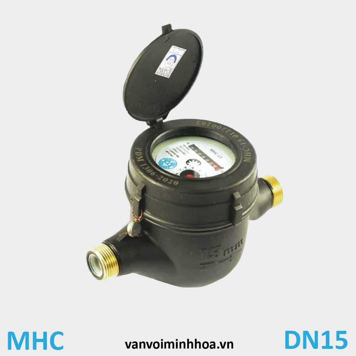 Đồng hồ nước Mình Hòa MHC phi 21 DN15 Thân nhựa
