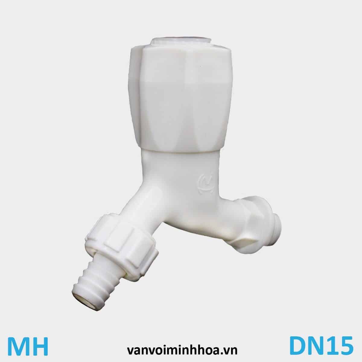 Vòi nước nhựa núm vặn nối ống mềm nhựa MH DN15 Phi 21